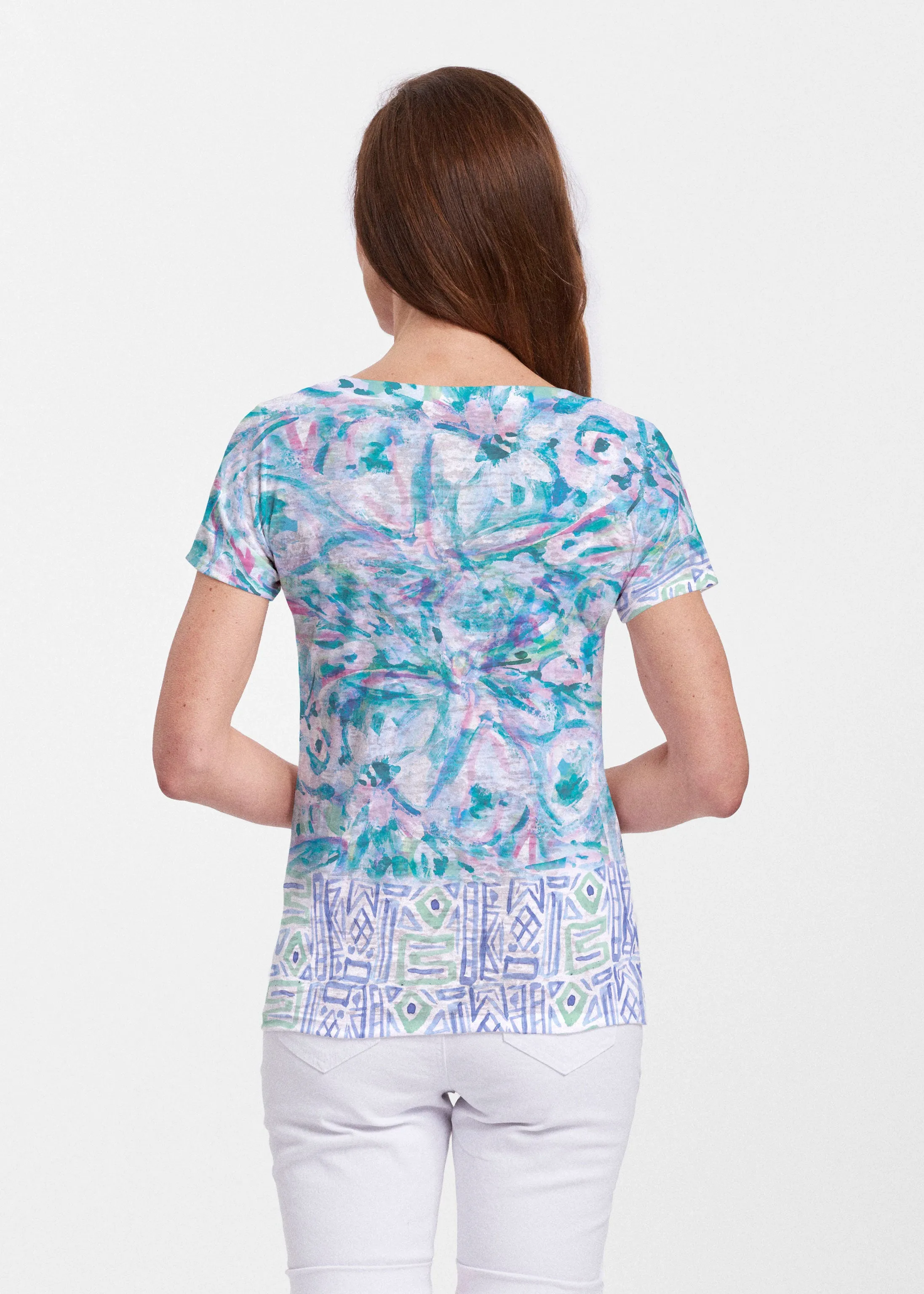 Lilly (17234) ~ Sheer Short Sleeve V-Neck Shirt