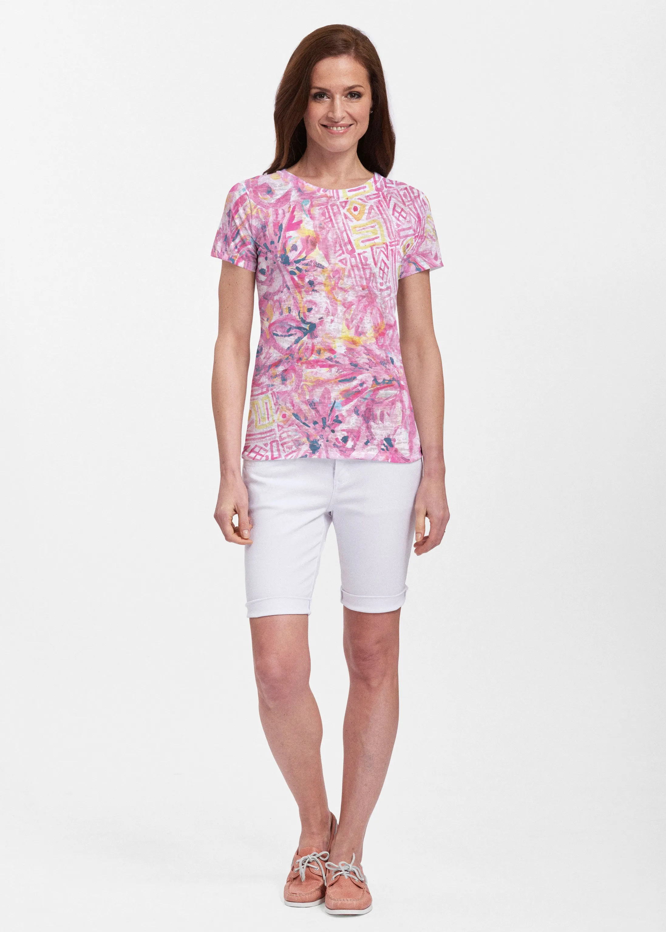 Lilly Pink (17250) ~ Sheer Short Sleeve Crew Shirt