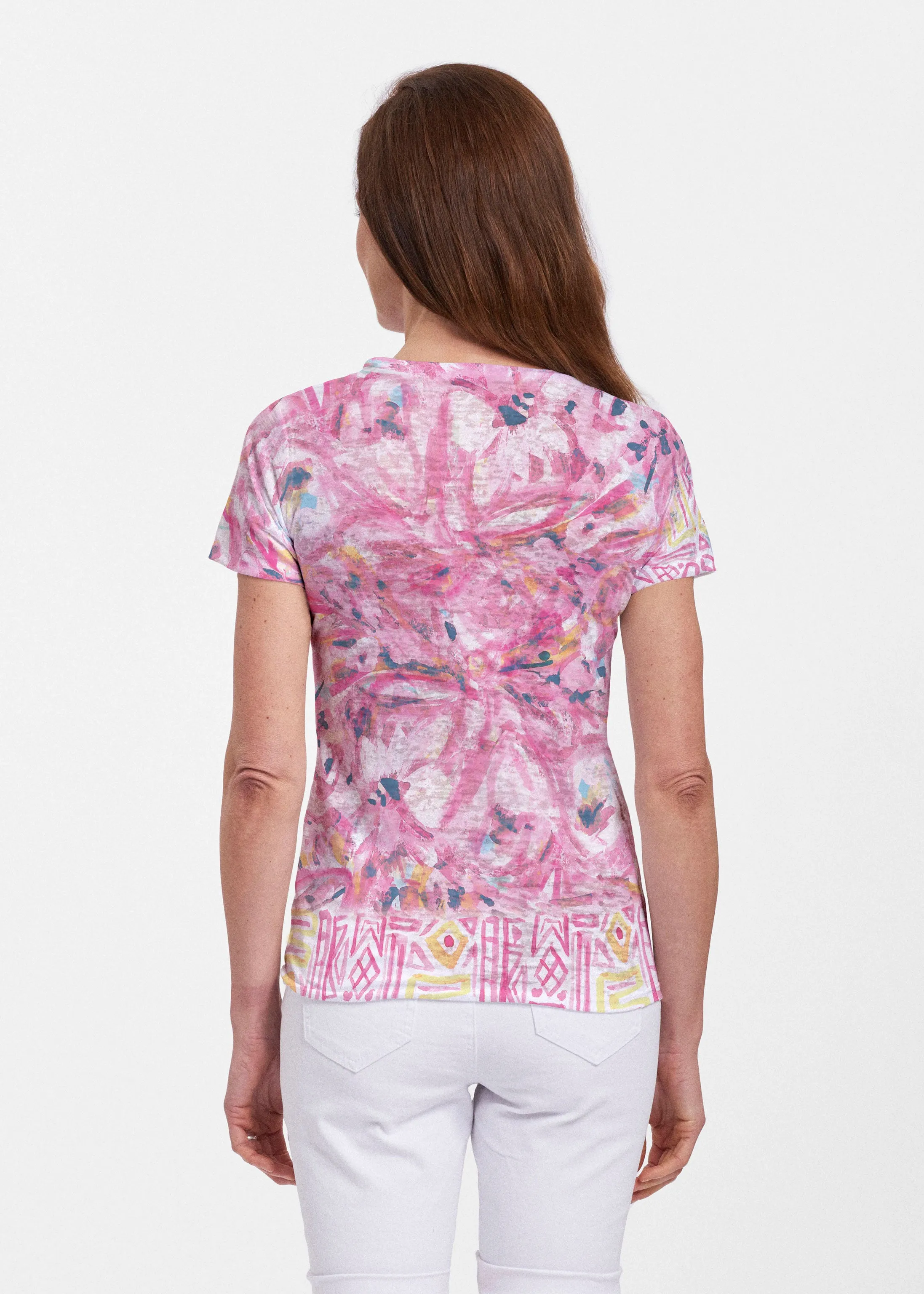 Lilly Pink (17250) ~ Sheer Short Sleeve Crew Shirt