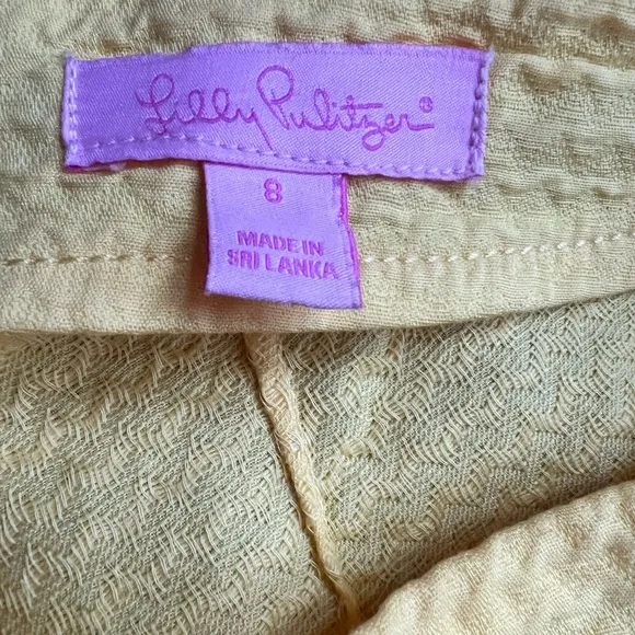 Lilly Pulitzer 8 Liza Sunglow Yellow Shorts Embroidered Back Zip