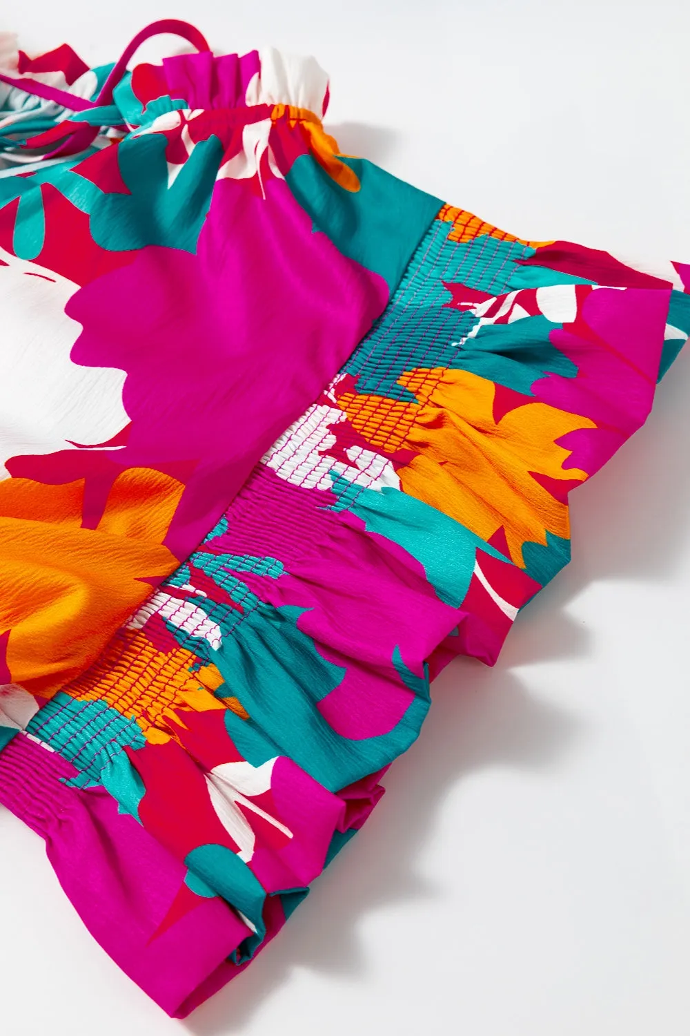 Lina Ruffled Printed Cap Sleeve Mini Dress