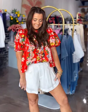 Linen Flared Shorts