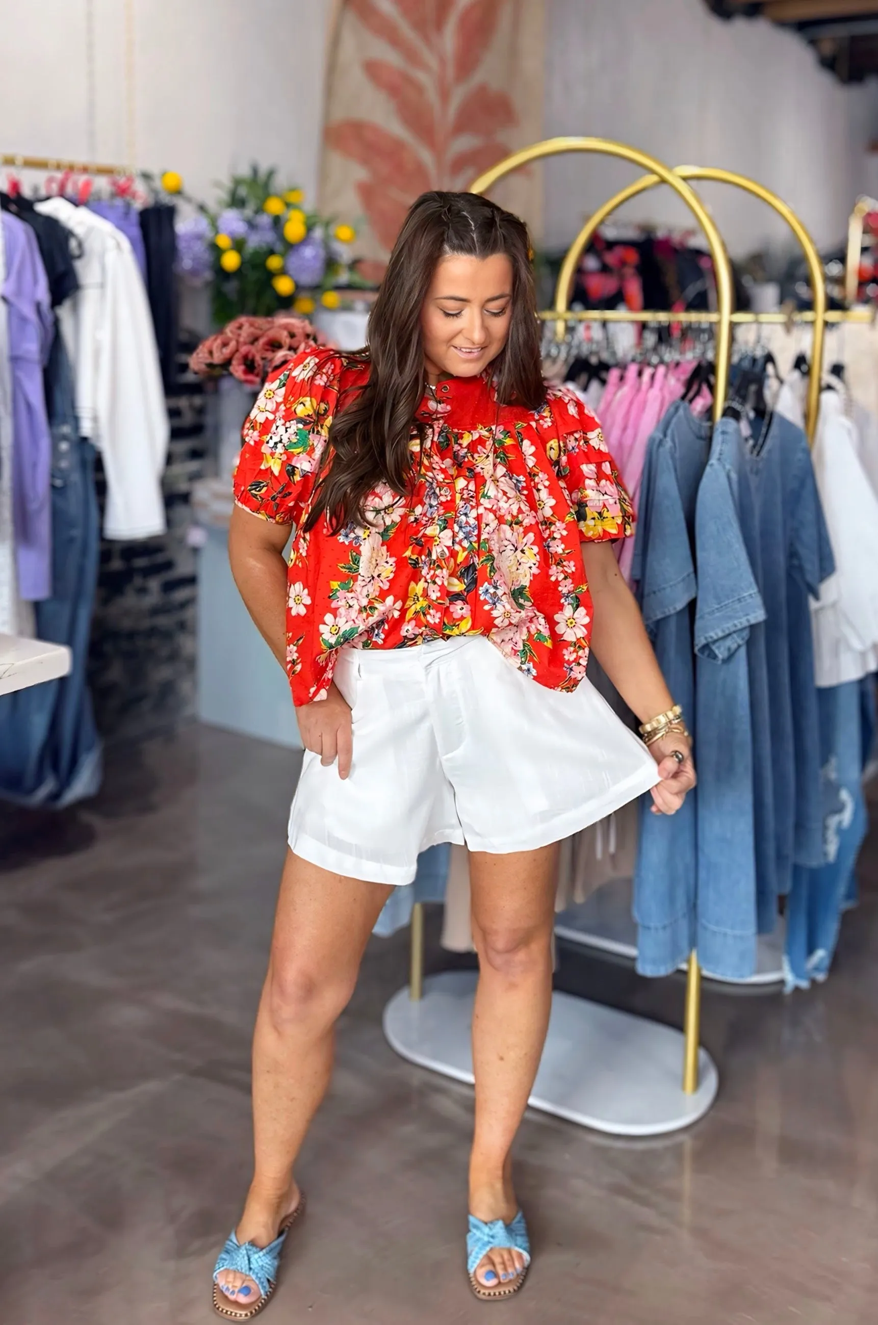 Linen Flared Shorts