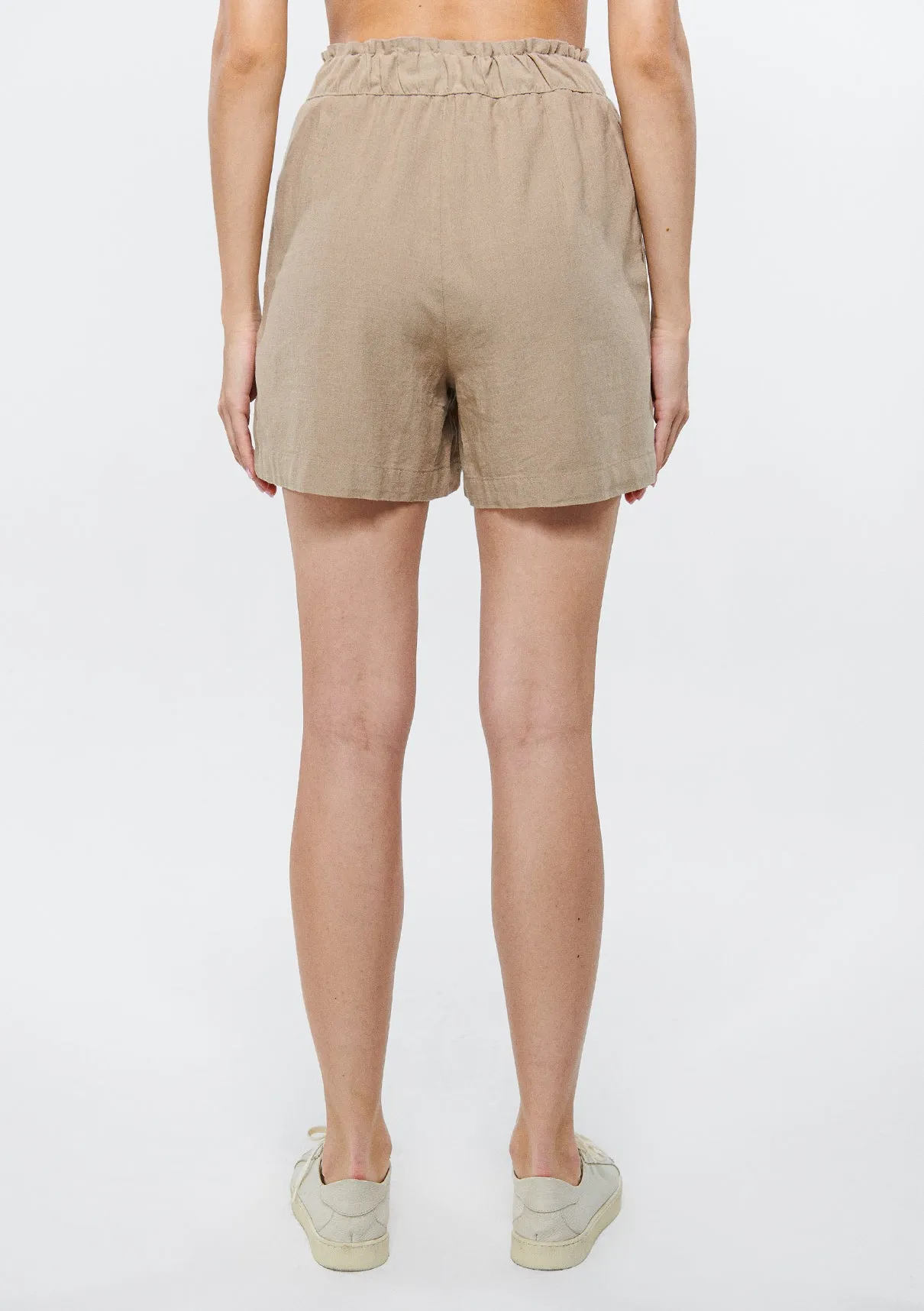 Linen Mix Beige Shorts