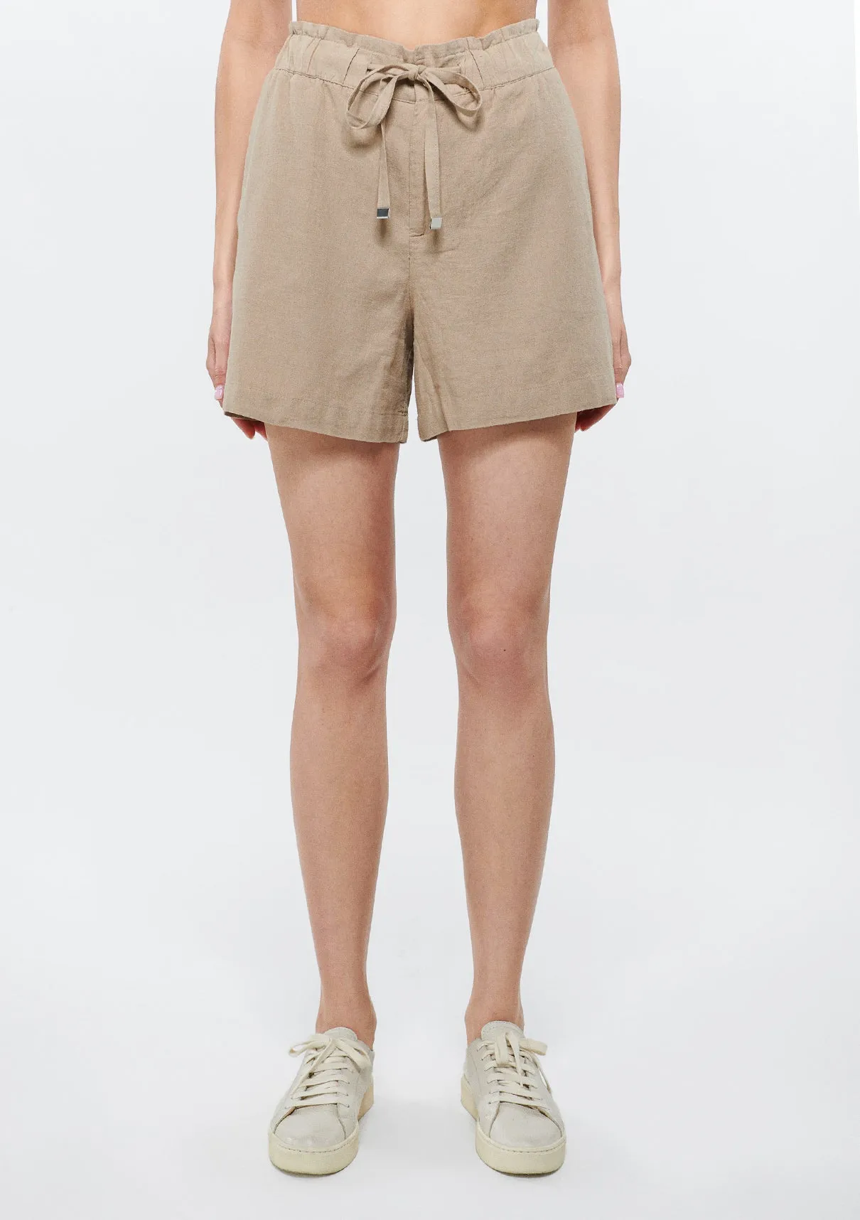 Linen Mix Beige Shorts