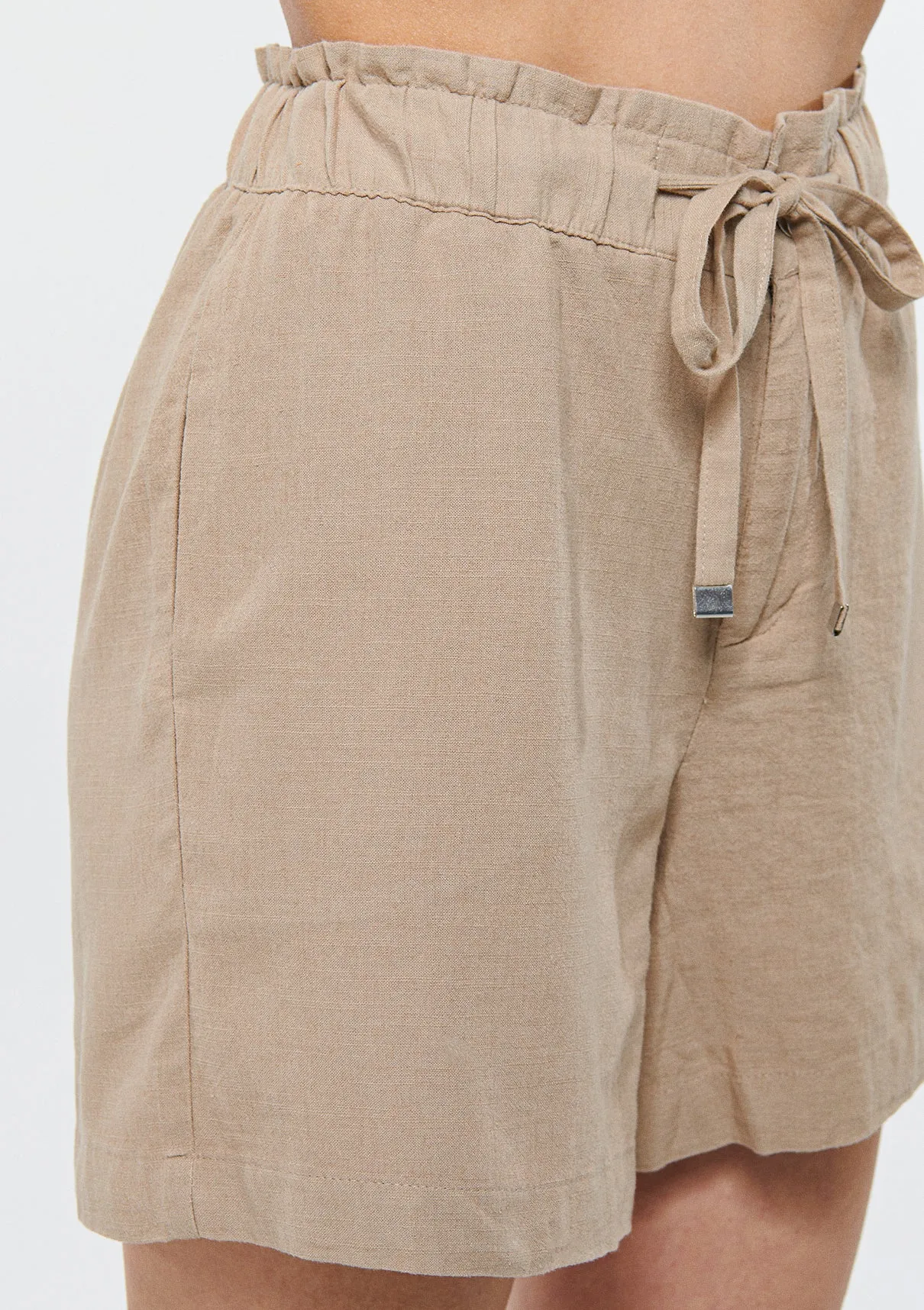 Linen Mix Beige Shorts