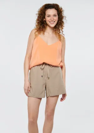 Linen Mix Beige Shorts