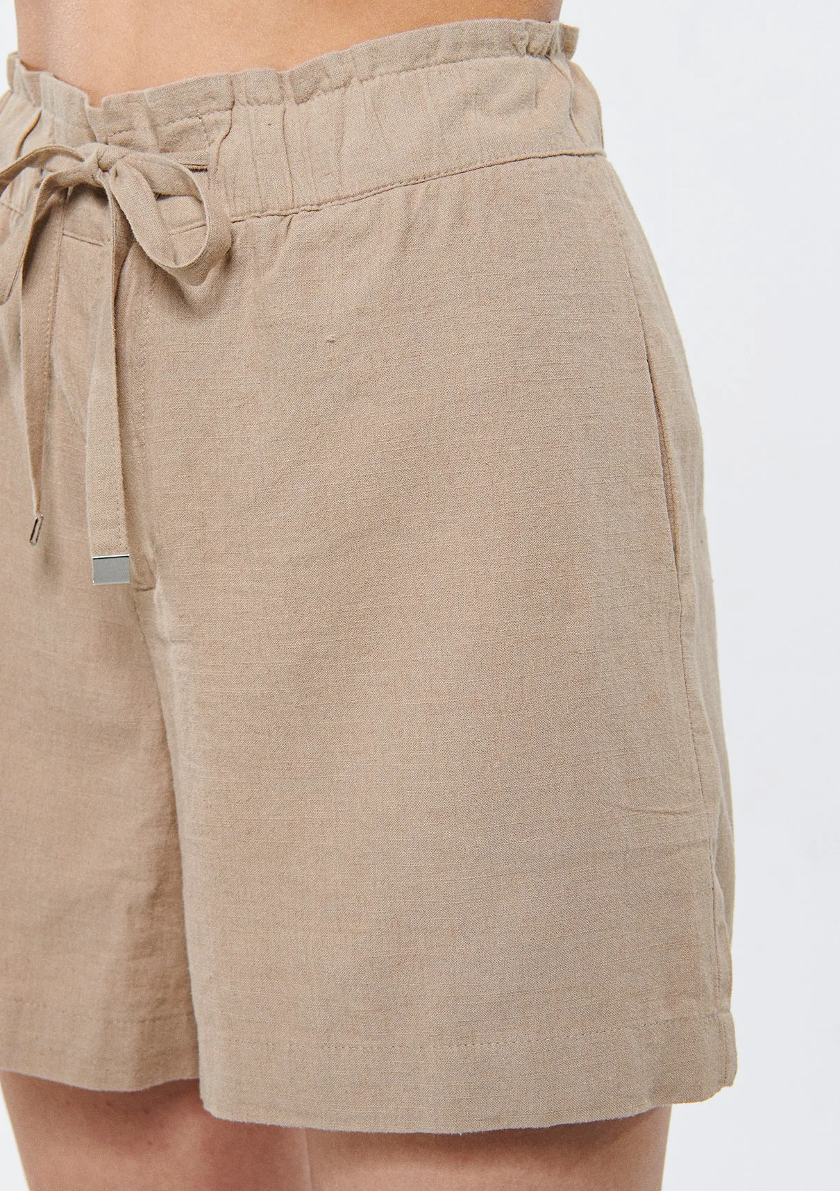 Linen Mix Beige Shorts