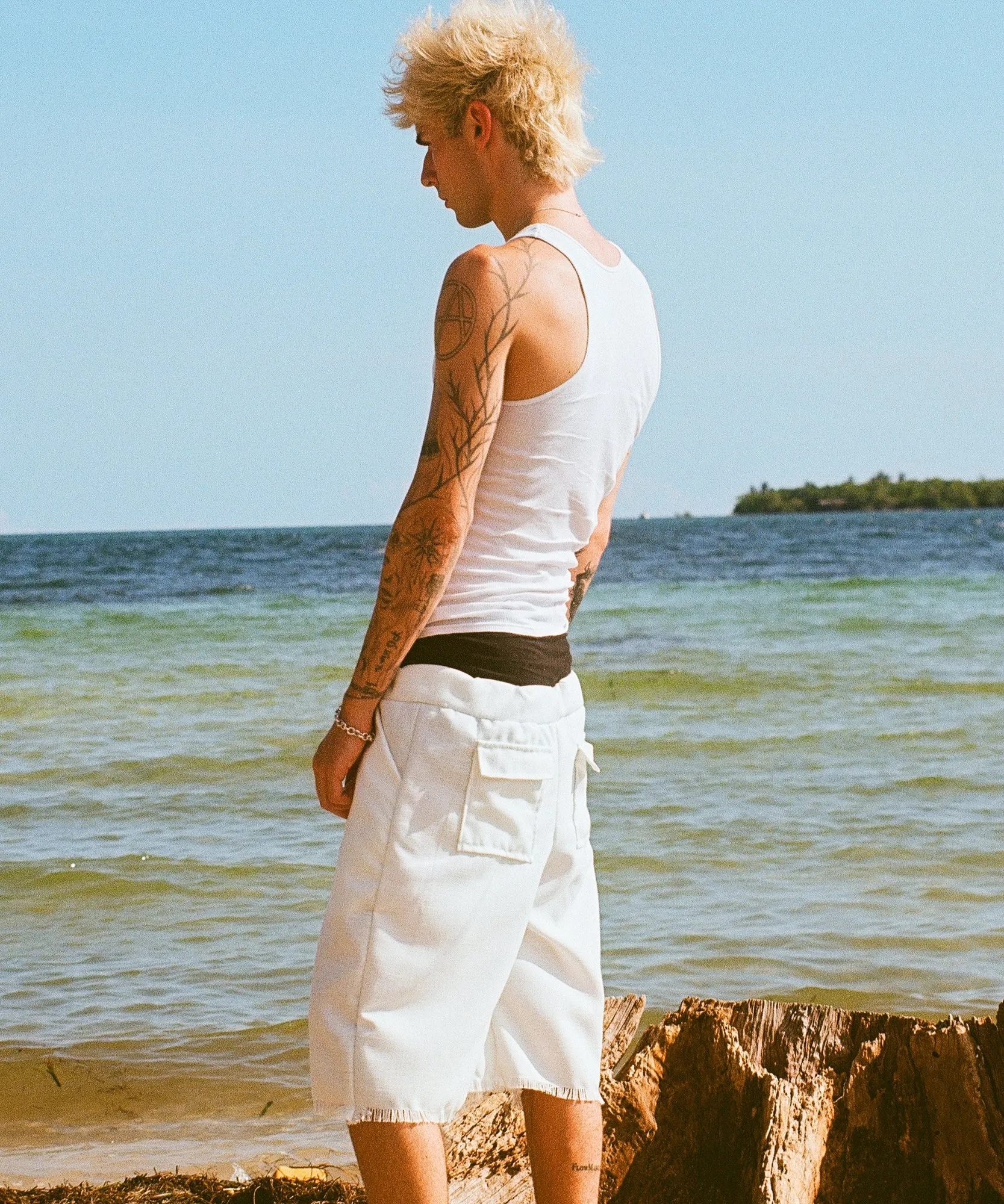 LINEN SHORTS, WHITE