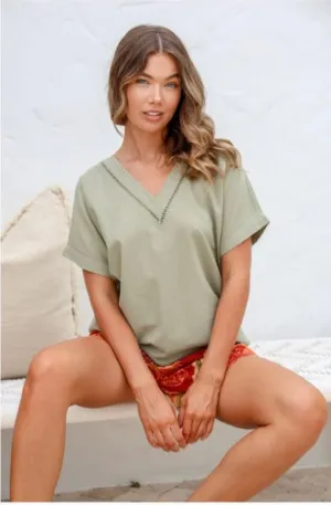 Linen V Neck Top