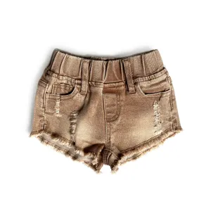 Little Bipsy Girl's Cut Off Denim Shorties - Camel Wash