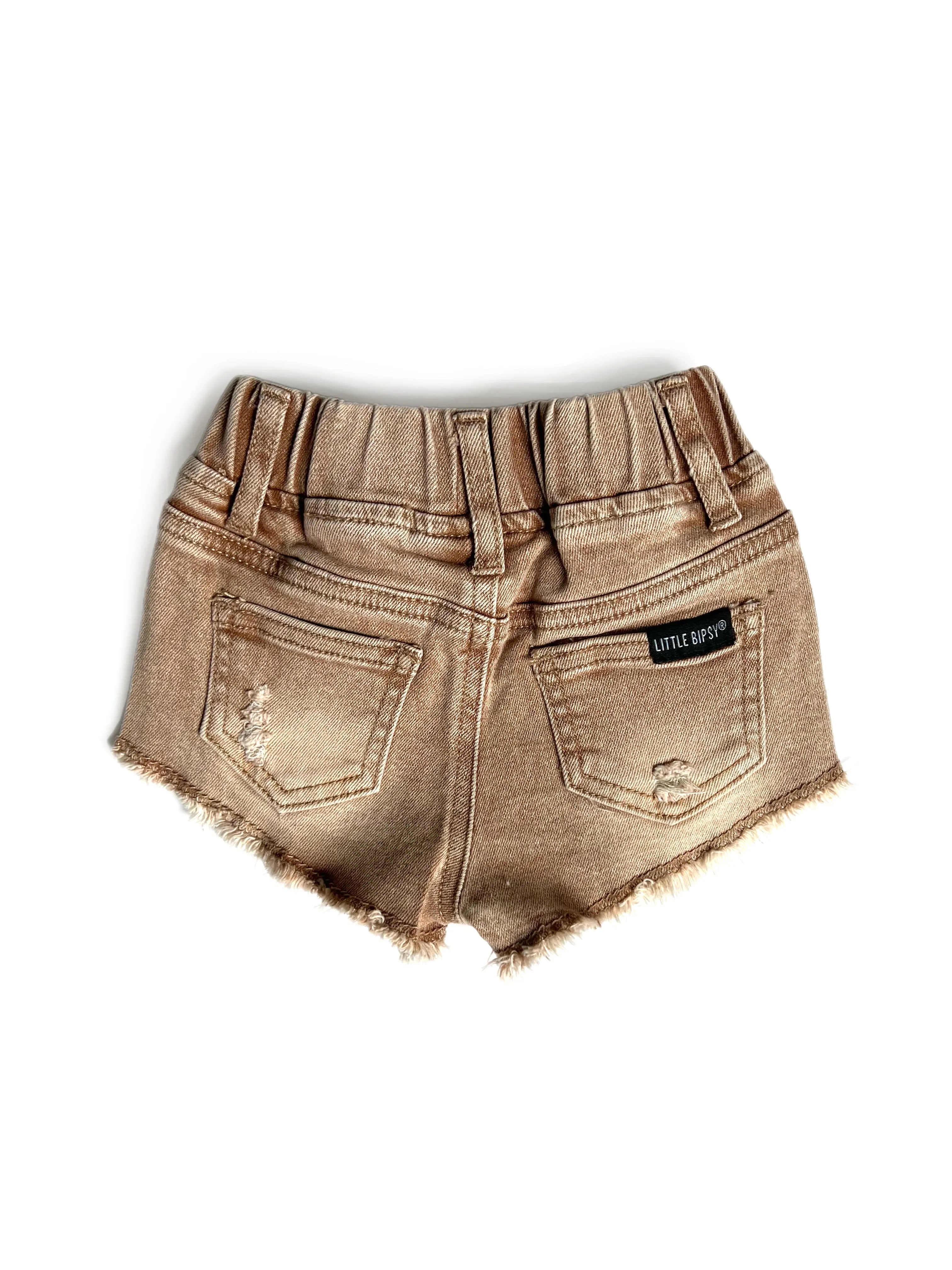 Little Bipsy Girl's Cut Off Denim Shorties - Camel Wash