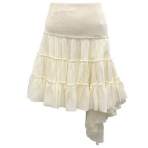 Loewe Off-White Ruffled Asymmetric Mini Skirt