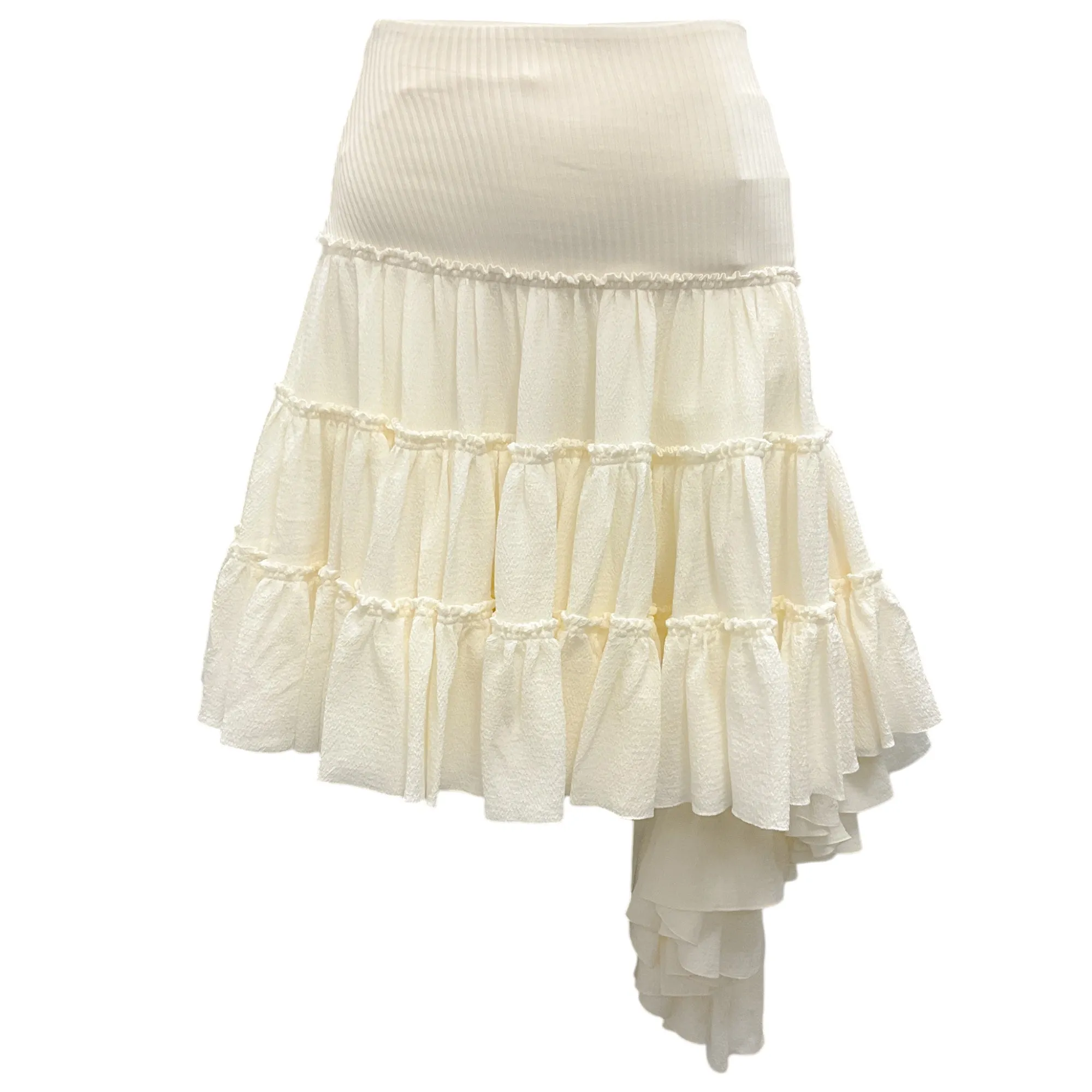 Loewe Off-White Ruffled Asymmetric Mini Skirt