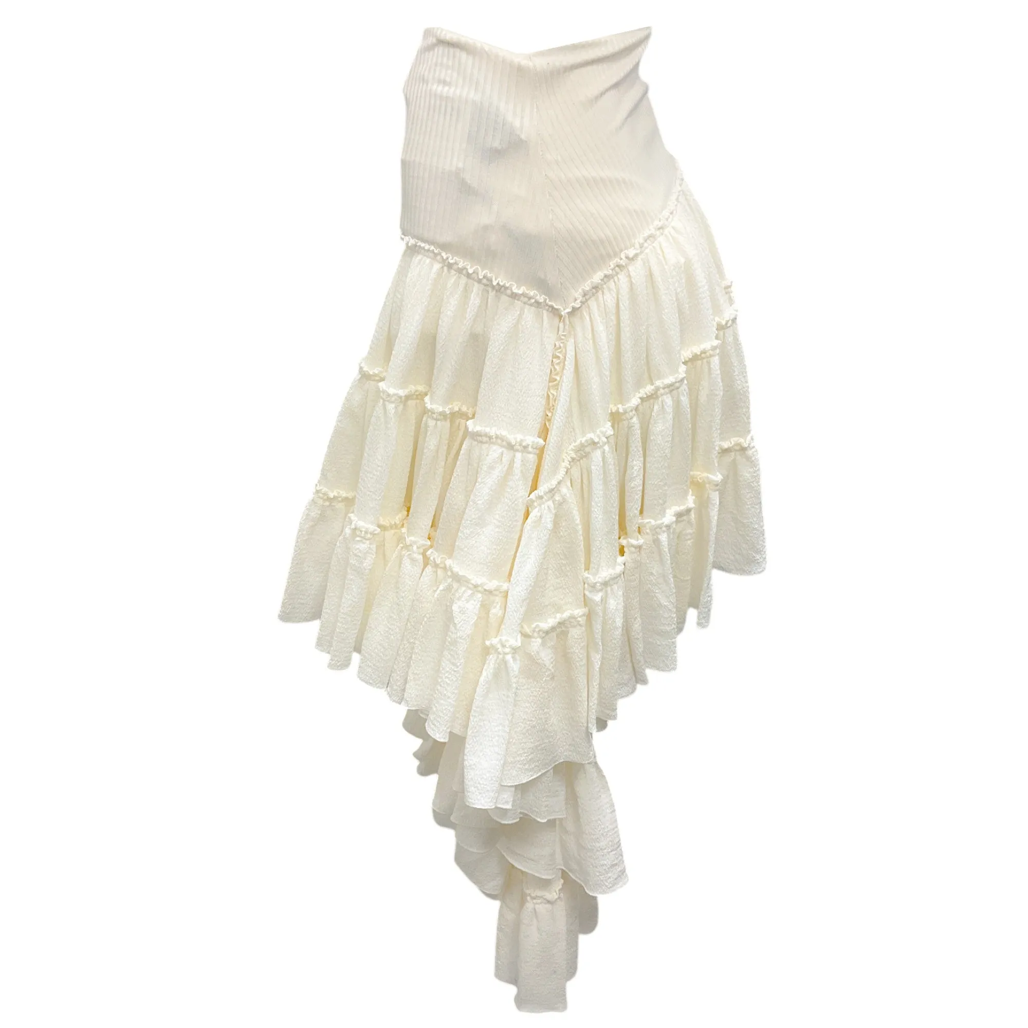 Loewe Off-White Ruffled Asymmetric Mini Skirt