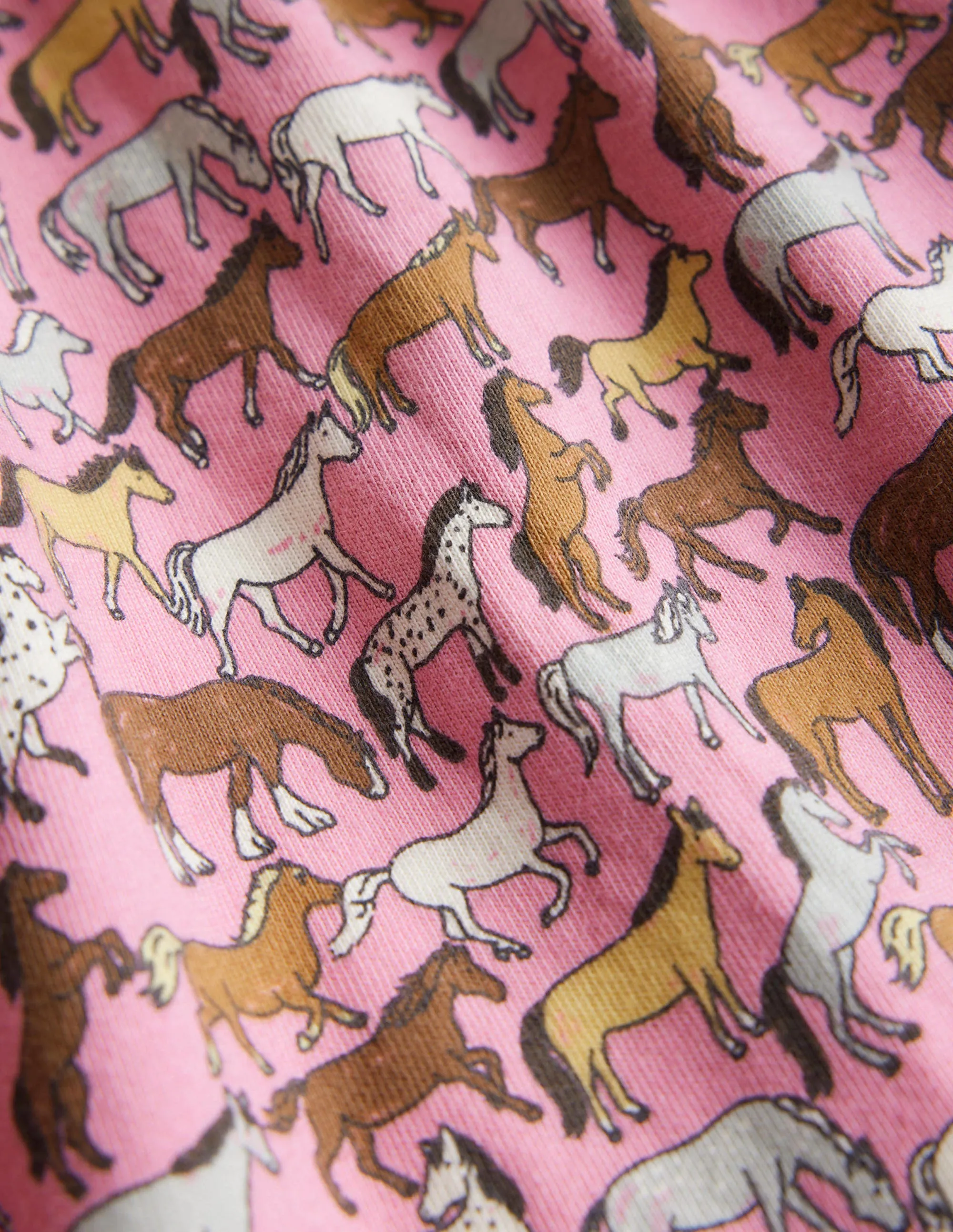 Long Sleeve Ruffle  Dress-Formica Pink Horses