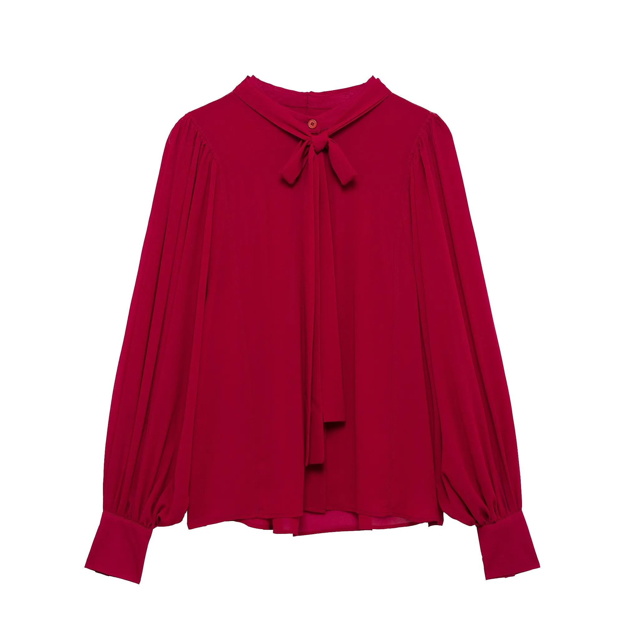 Long Sleeve Tied Neck Blouse