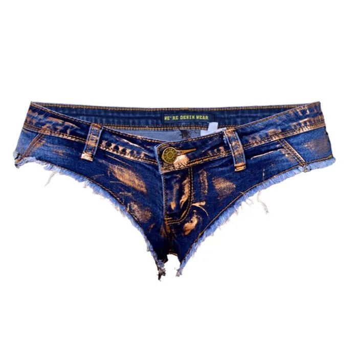 Low Rise Waist Elasticity Thong Jean Shorts Mini Denim Shorts