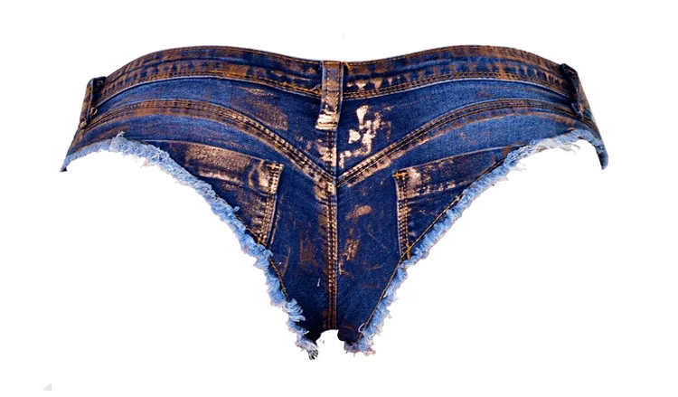 Low Rise Waist Elasticity Thong Jean Shorts Mini Denim Shorts