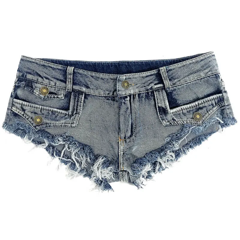 Low Waist For Women Tassel Micro Mini Denim Shorts