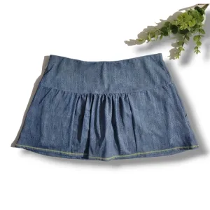 LUCKY IN LOVE Denim Print Skirt XS Tennis Gym Run Skort Golf Pickleball Skort