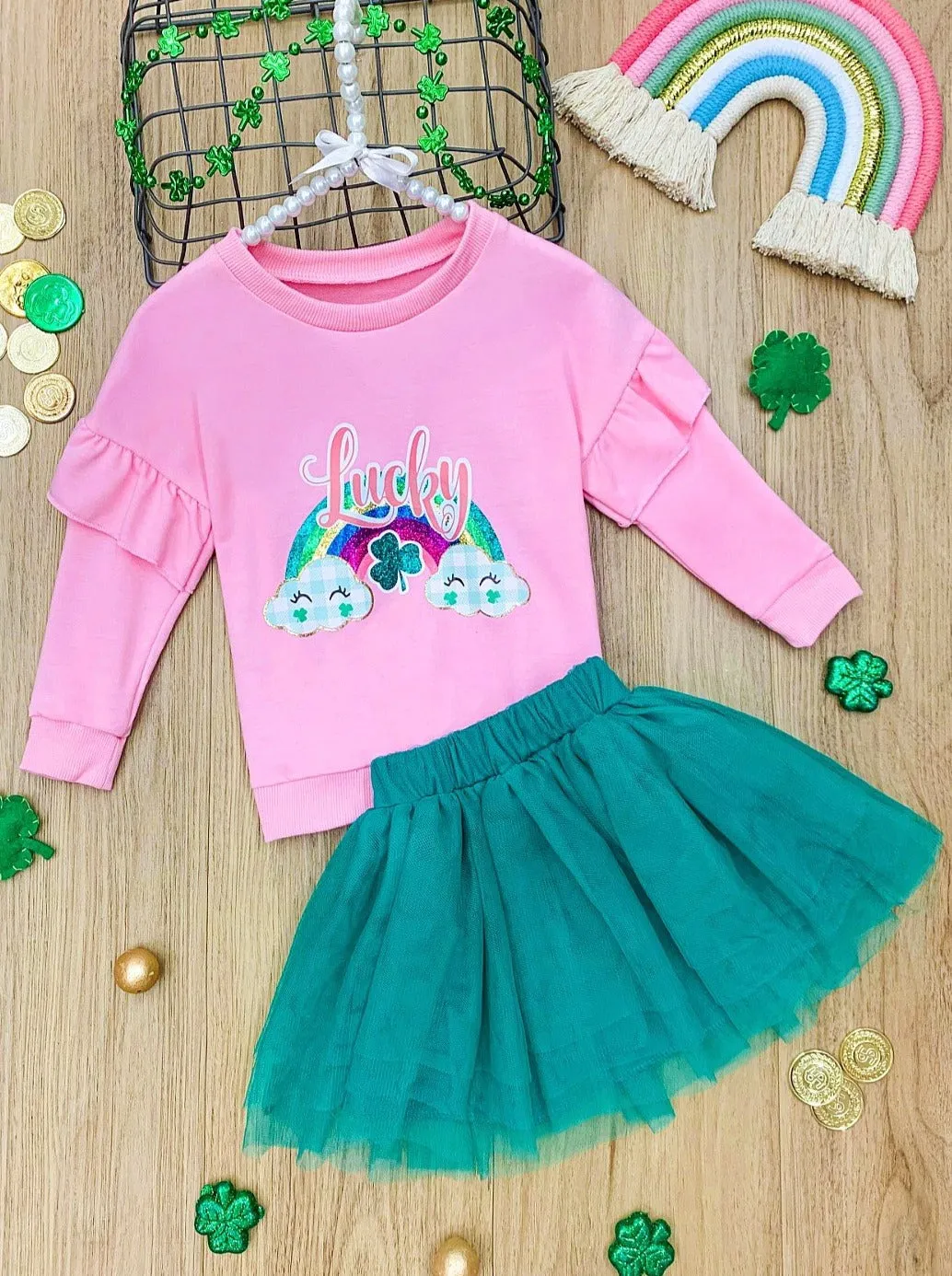 Lucky Rainbow Tutu Skirt Set
