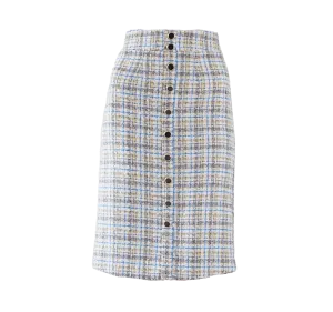 Luxe Plaid Tweed Pencil Skirt