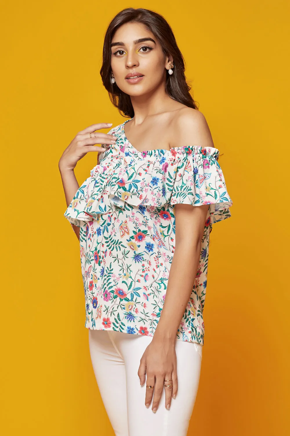 Maeve Ruffled Off-Shoulder Top