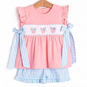 Magic Memories Smocked Ruffle Short Set, Blue