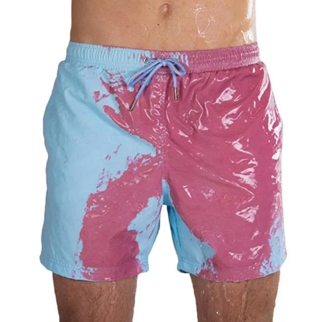 Magical Change Color Board Shorts Summer Men Swimming Trunks Swimwear Swimsuit Quick Dry Bathing Shorts Beach Pant Dropshipping