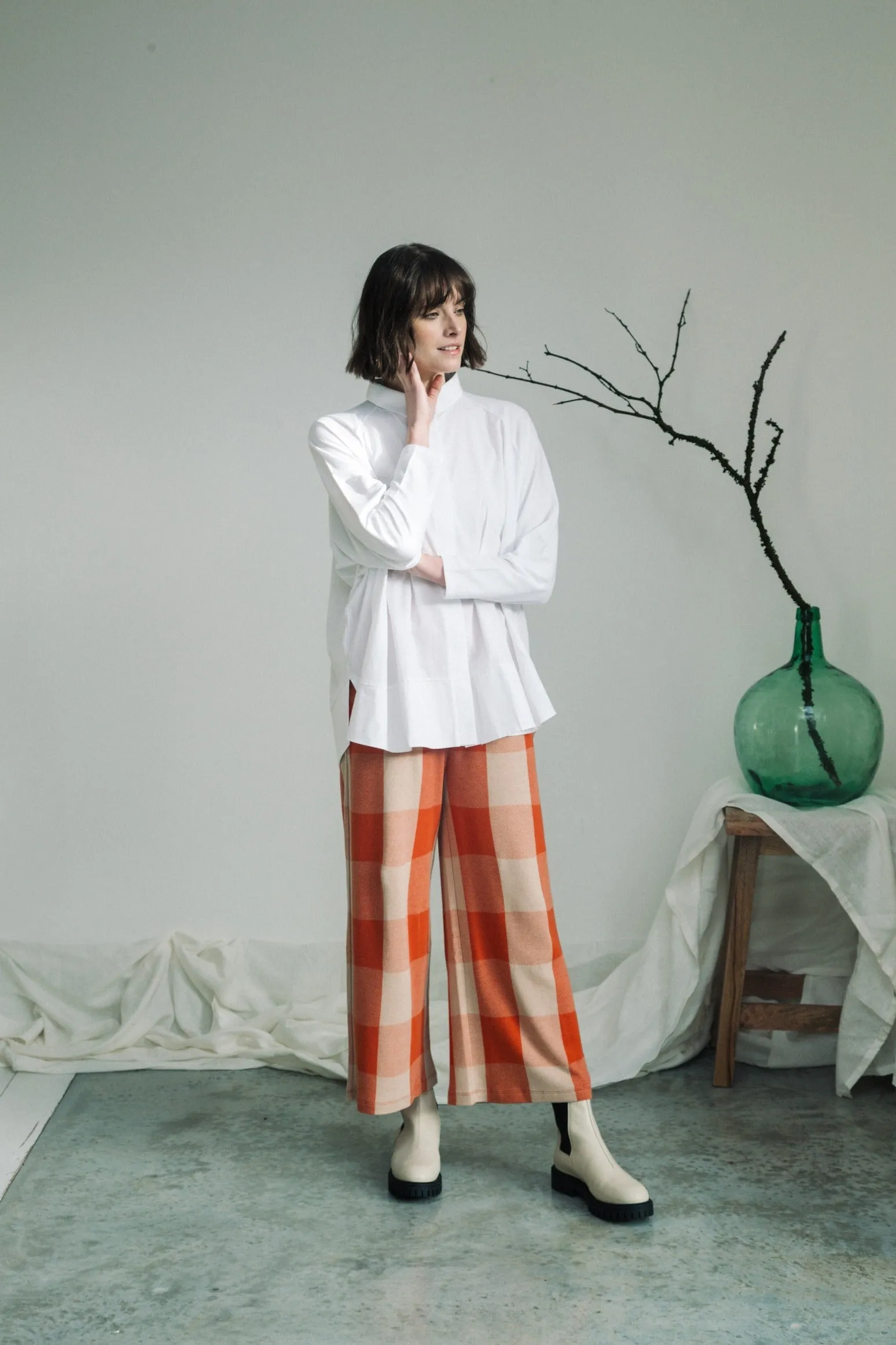 Magnolia Organic Cotton Jersey and Poplin Shirt in White