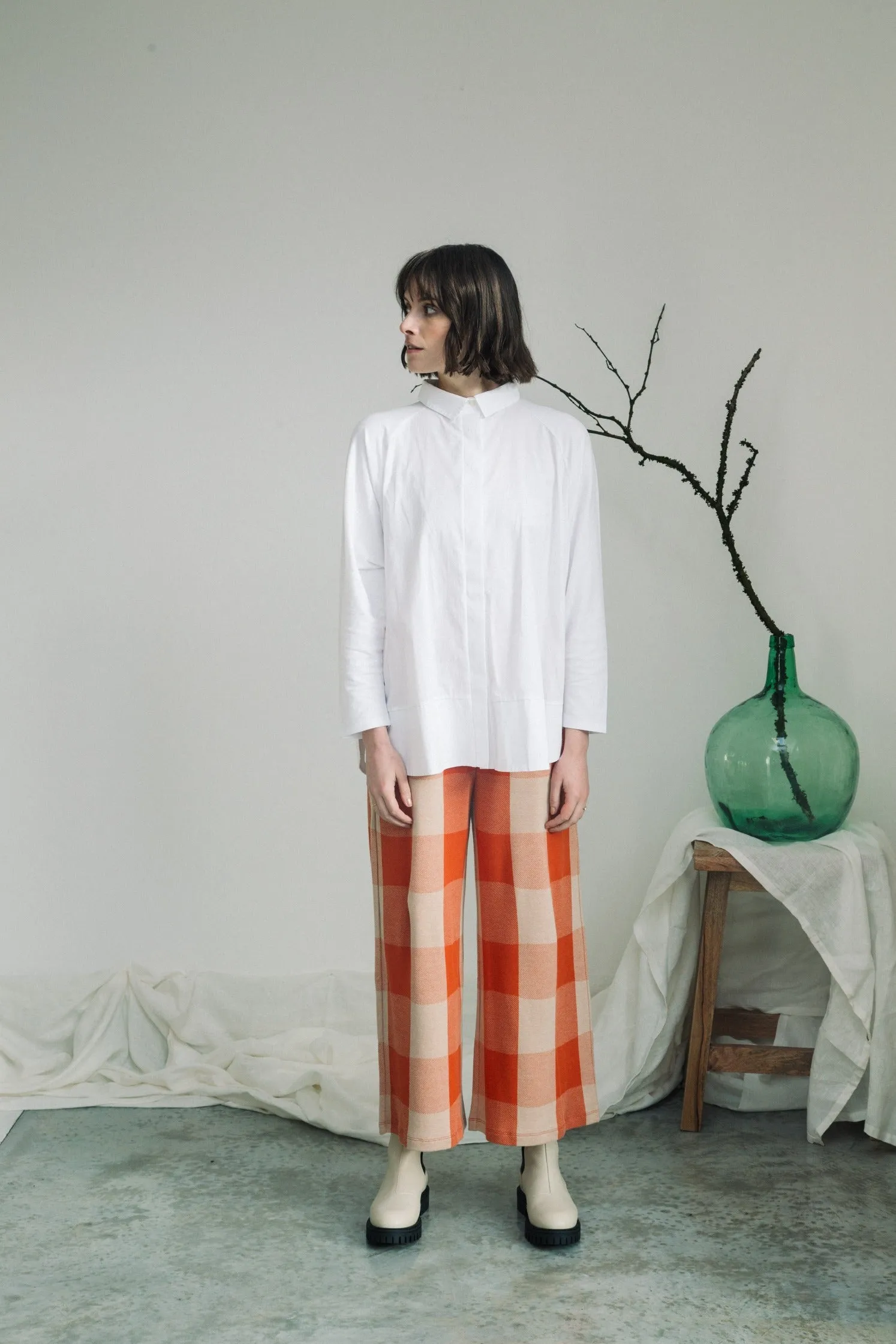 Magnolia Organic Cotton Jersey and Poplin Shirt in White