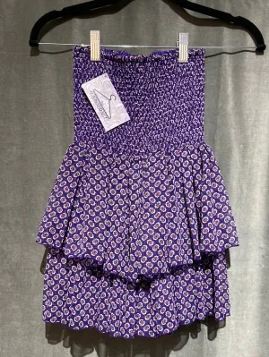 Maje Purple and Pink Elastic Top Ruffle Mini Skirt