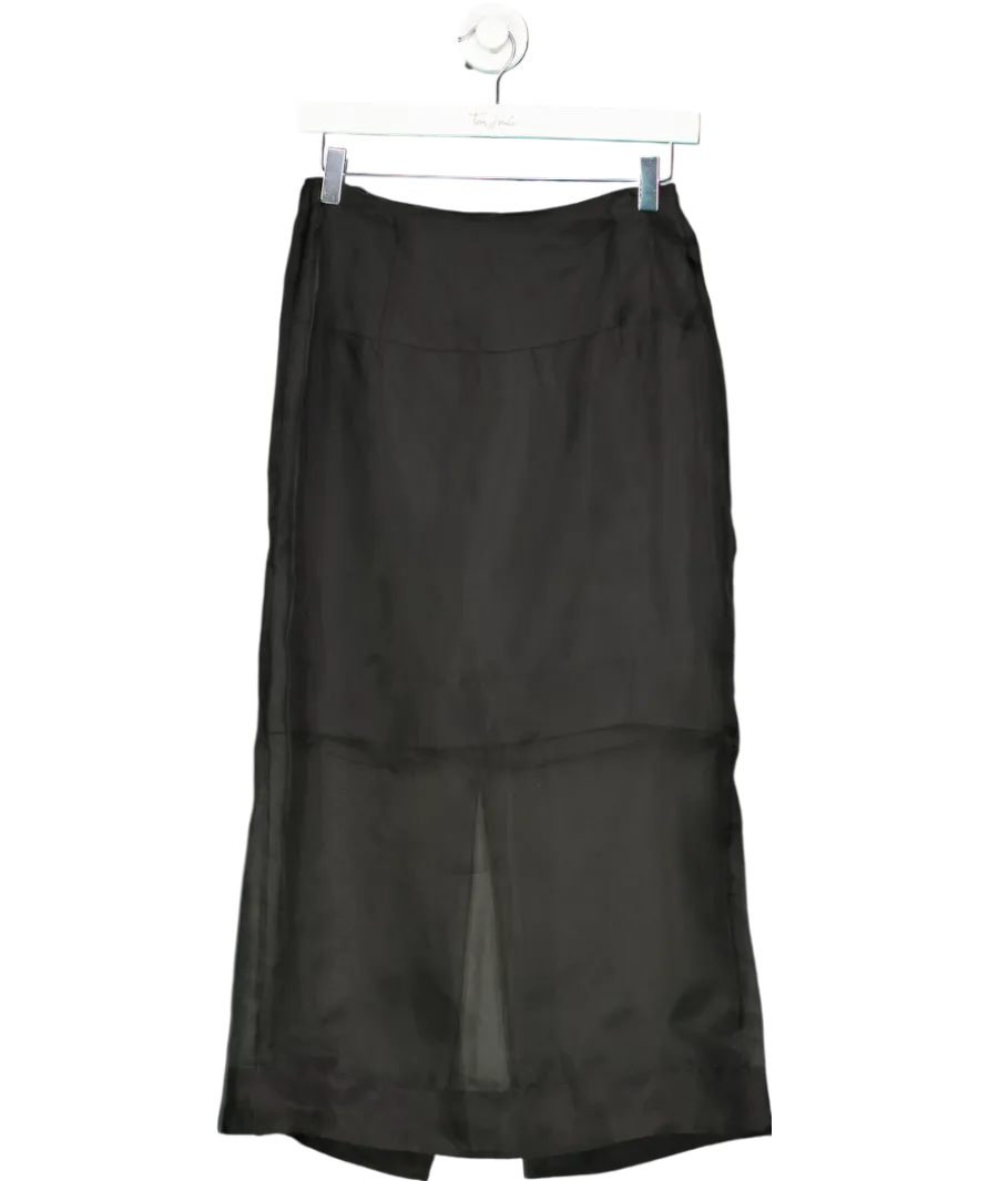 M&S Autograph Black Organza Silk Column Skirt UK 8