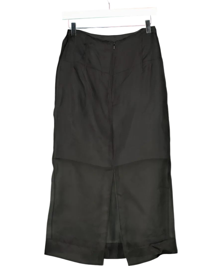 M&S Autograph Black Organza Silk Column Skirt UK 8