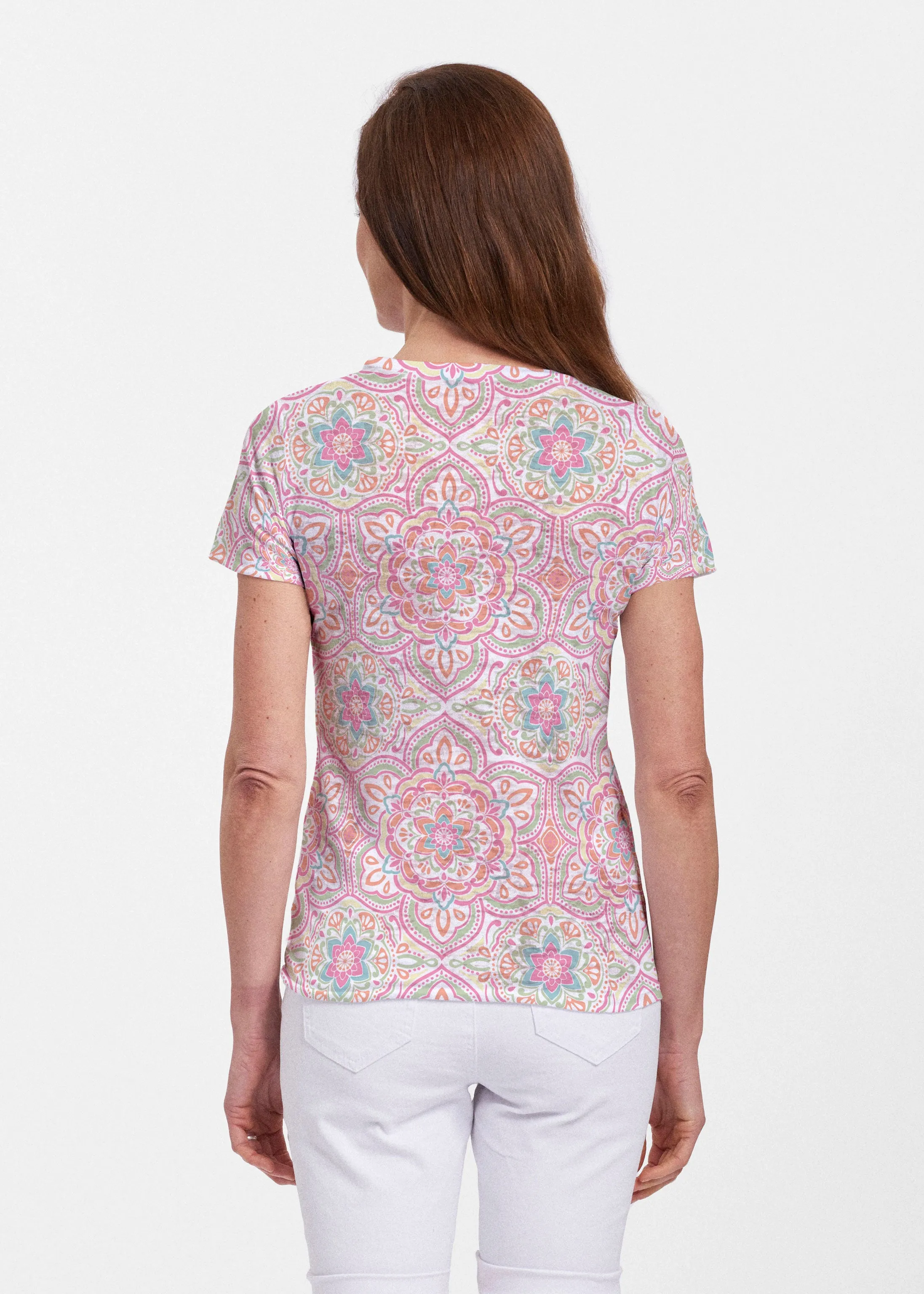 Mandala Geo (13495) ~ Sheer Short Sleeve Crew Shirt