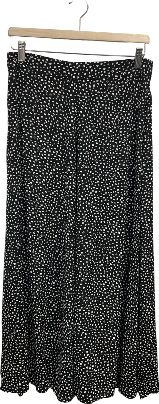 MANGO Black Ditsy Print Maxi Skirt UK M