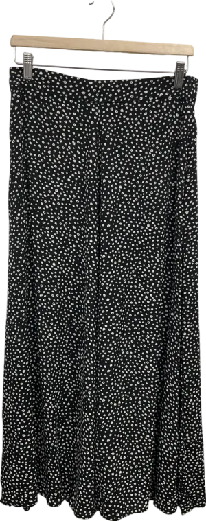 MANGO Black Ditsy Print Maxi Skirt UK M