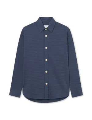 Map Seersucker Shirt | Navy
