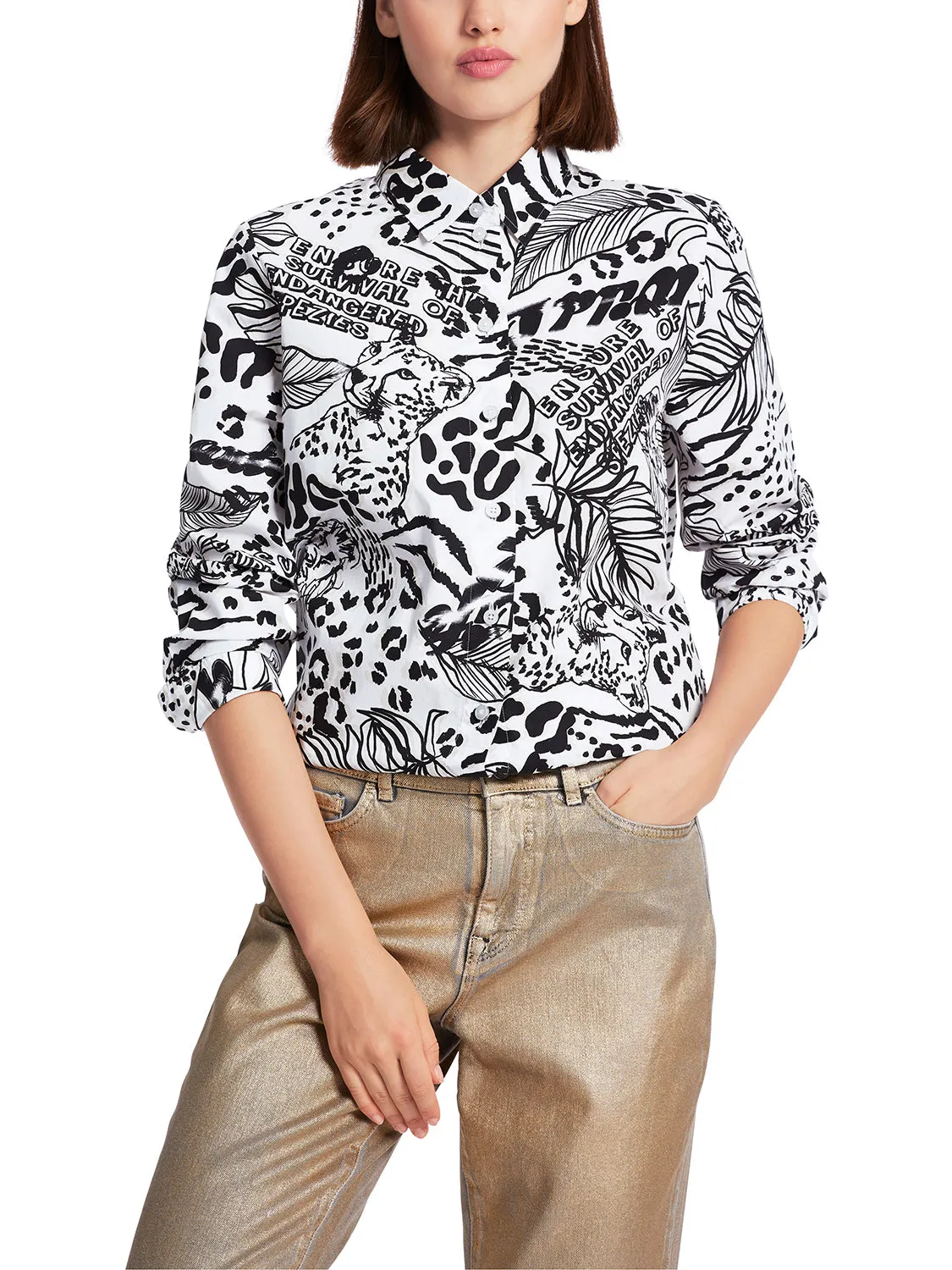 Marc Cain Printed "Rethink Together” Shirt Blouse WS 51.04 W06