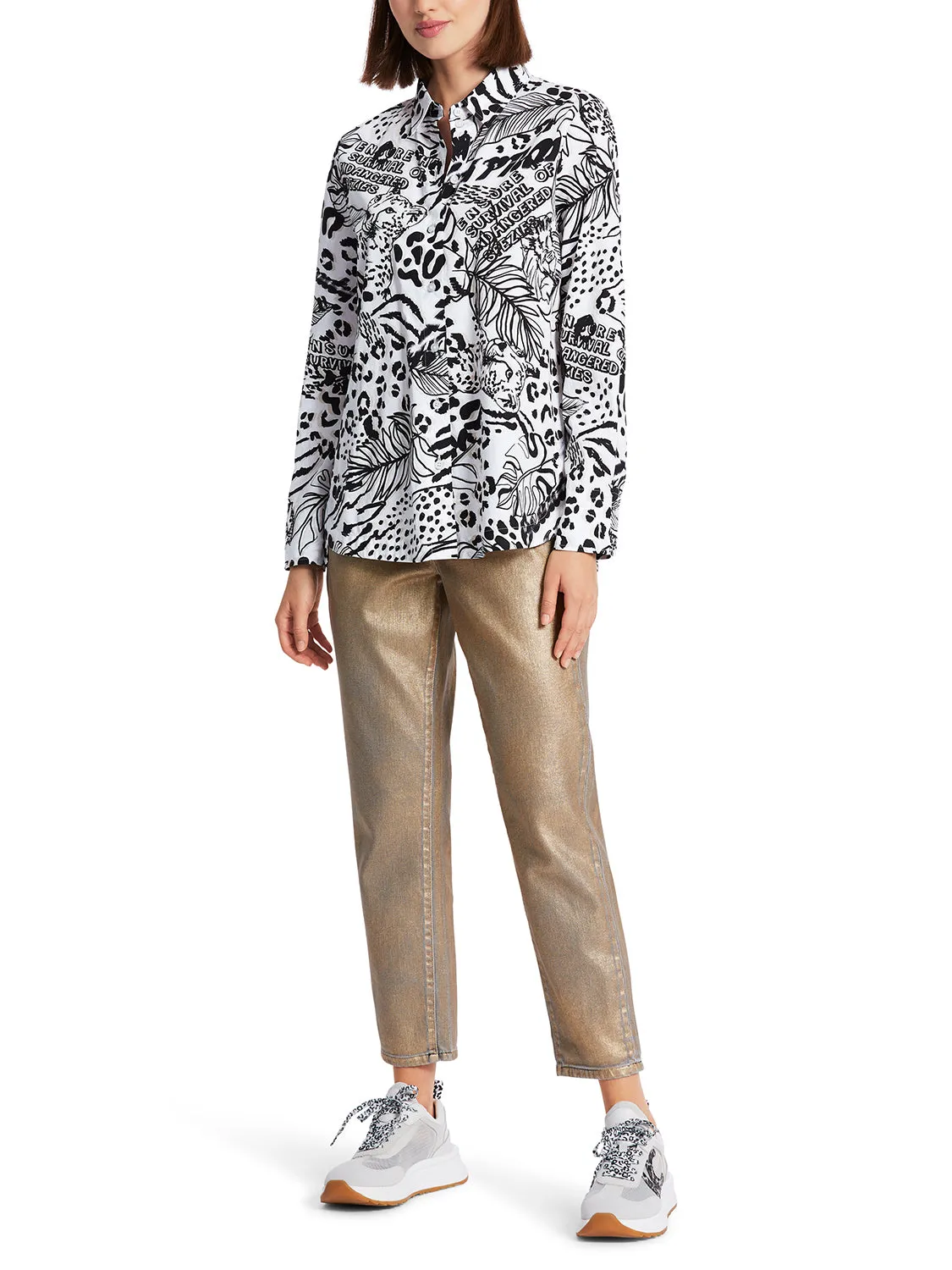 Marc Cain Printed "Rethink Together” Shirt Blouse WS 51.04 W06