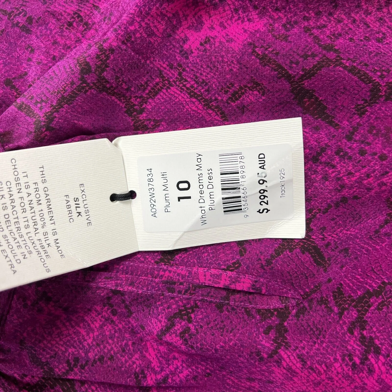 Marcs Pure Silk What Dreams May Plum Womens Dress Size 10 (New)