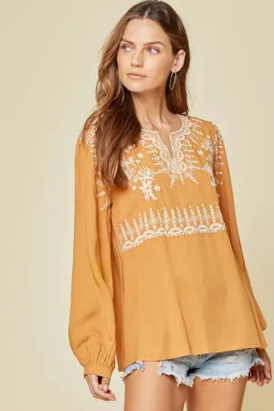 Marigold Embroidered Top