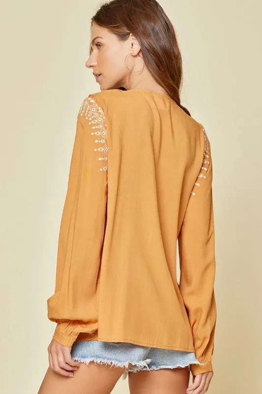 Marigold Embroidered Top