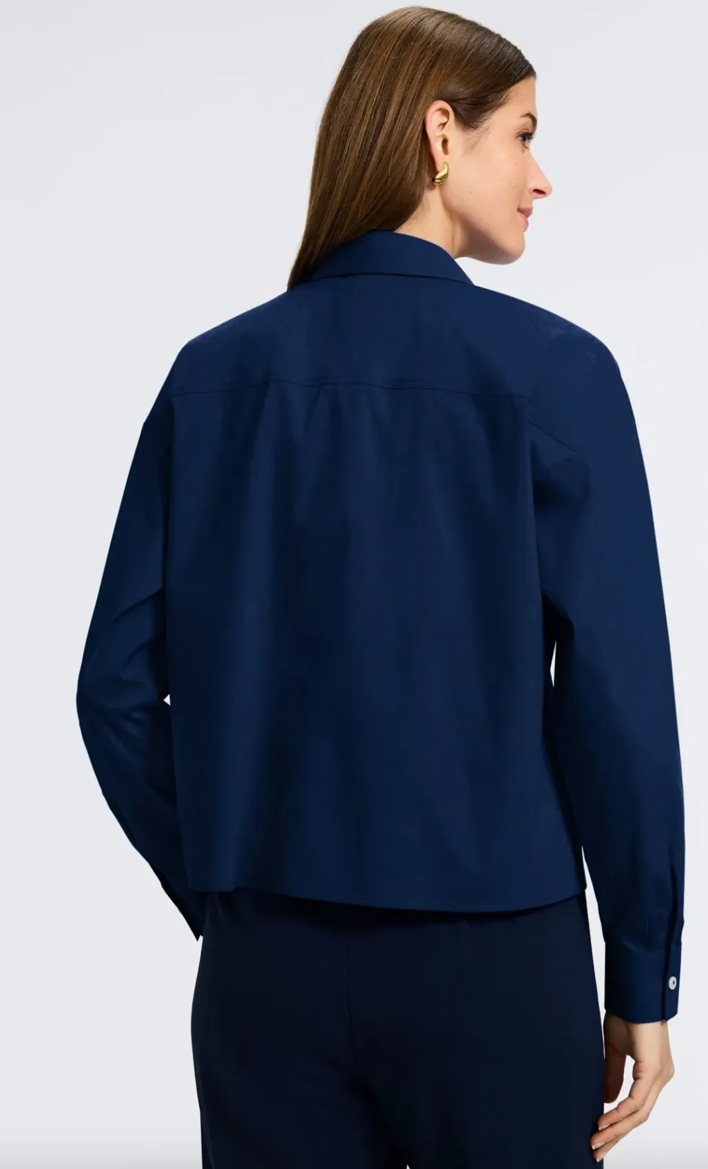 Marina No Iron Stretch Cotton Long Sleeve Shirt - Navy