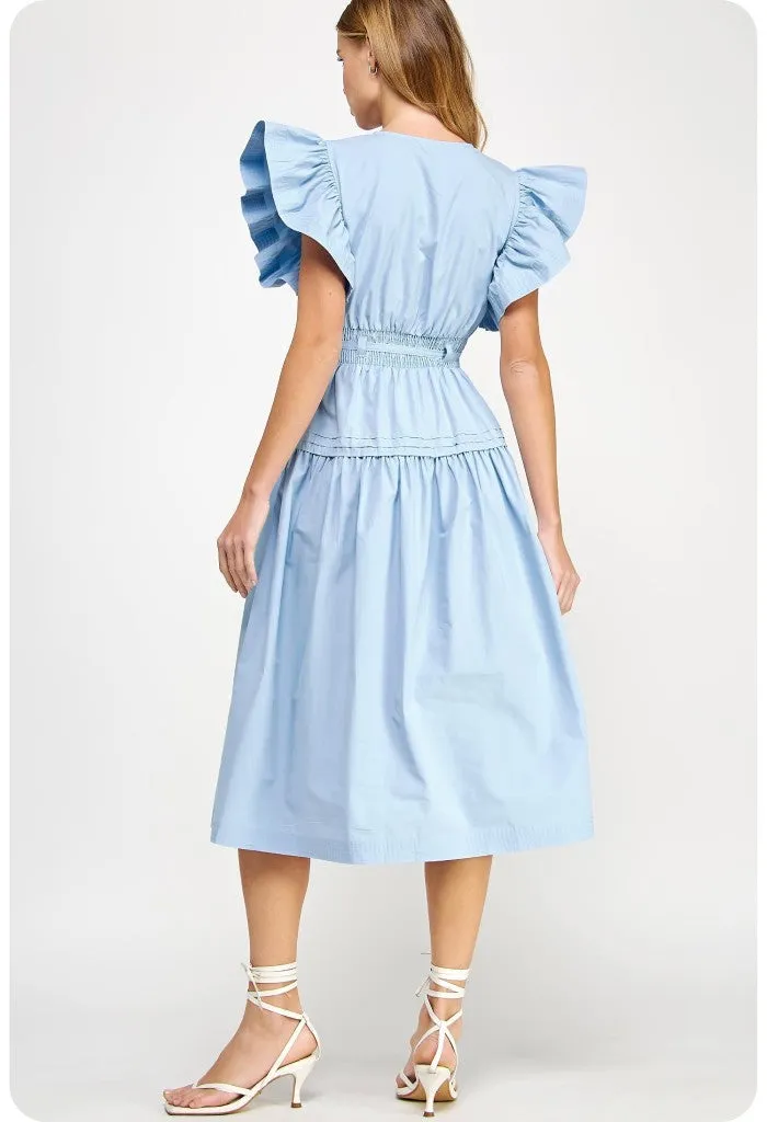 Marissa Midi Dress-Chambray Blue
