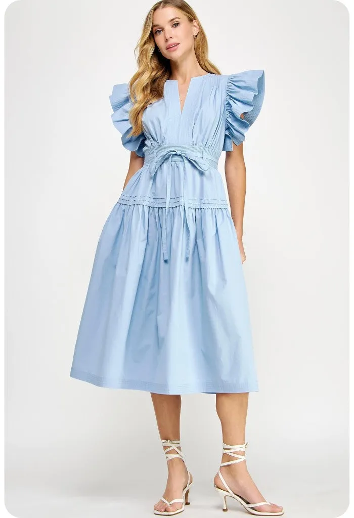 Marissa Midi Dress-Chambray Blue