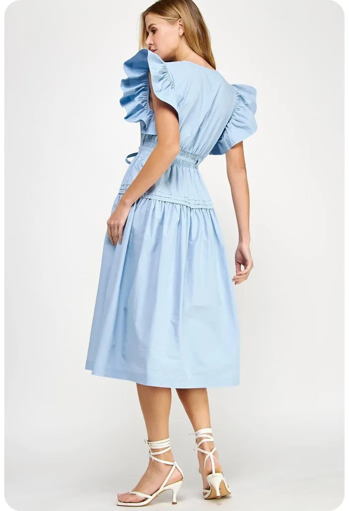 Marissa Midi Dress-Chambray Blue
