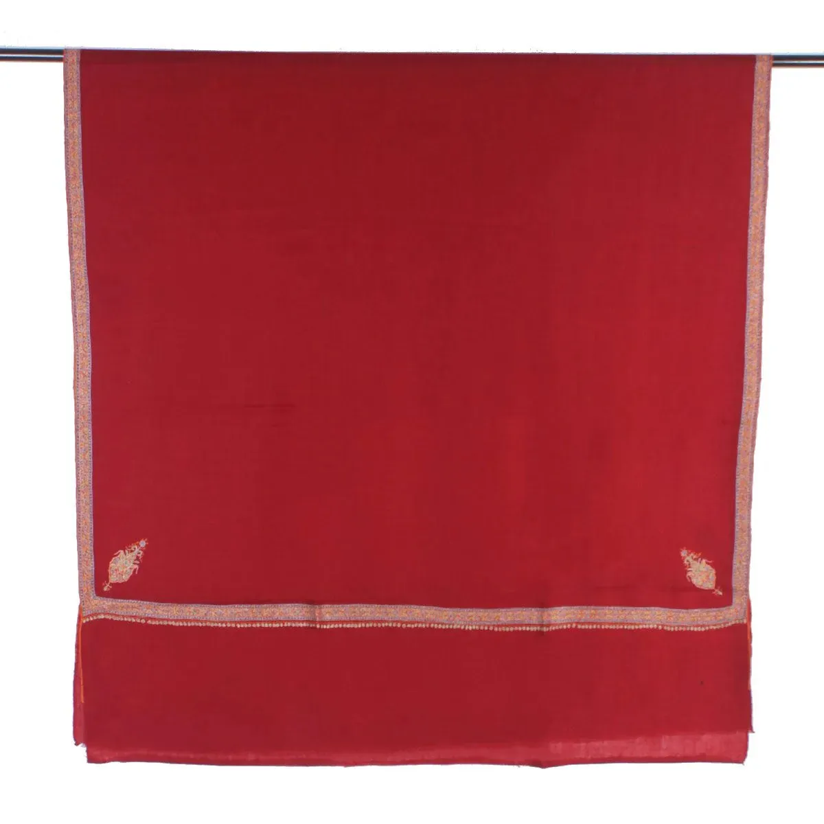 Maroon sozni Embroidered Hashidaar Pashmina Shawl