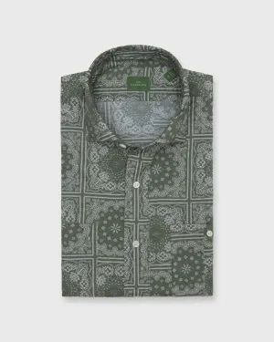 Marquez Shirt in Spring Olive Paisley Seersucker